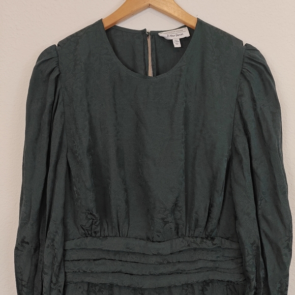 & Other Stories Gathers Long Sleeves Floral Jacquard Mini Dress Size 4 - Picture 6 of 14